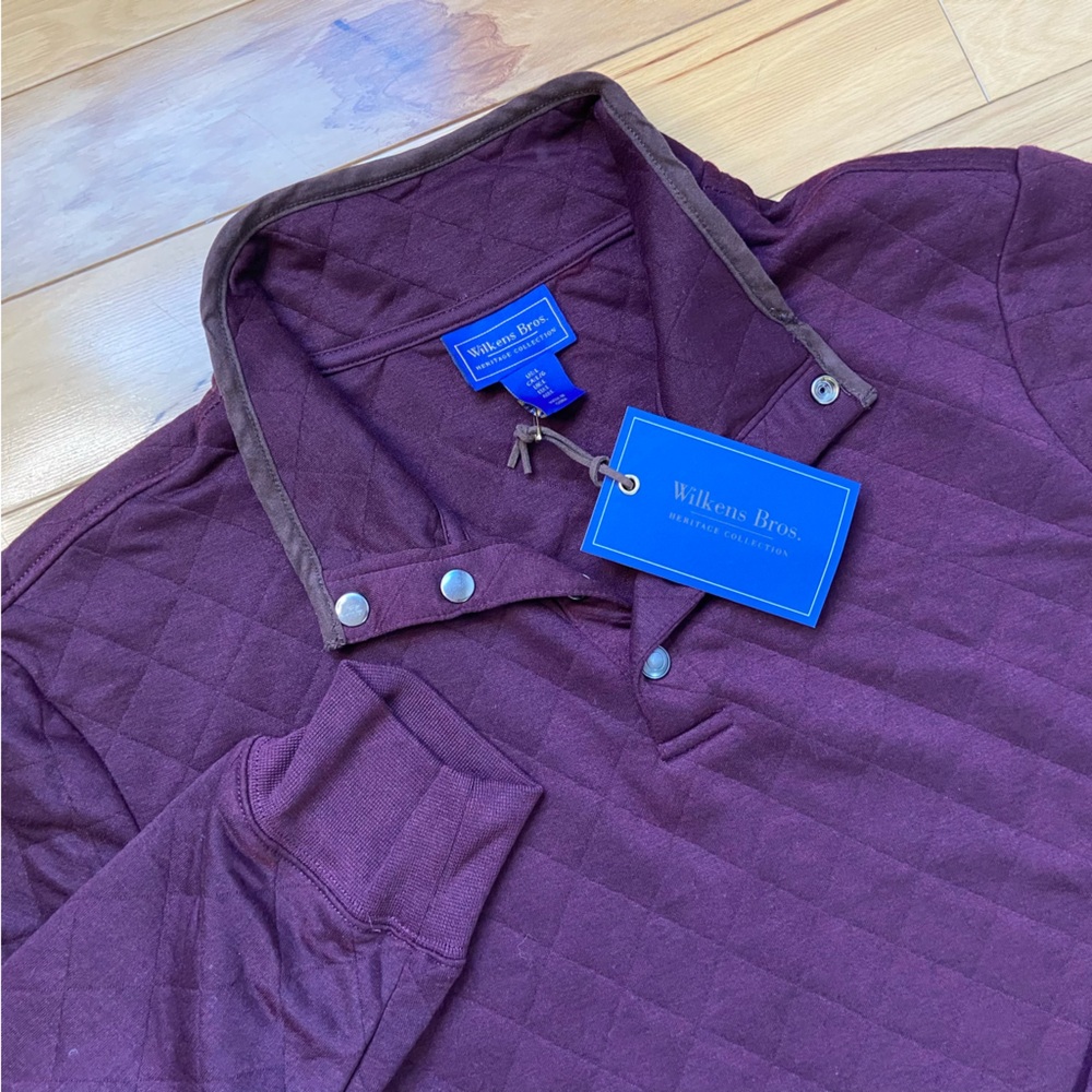 Wilkens Bros Heritage Collection Quilted 1/4 Snap Sweater Mens Sz‎ L Purple